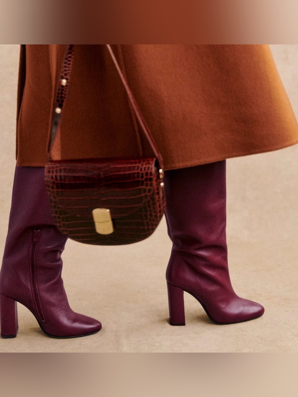 Sézane Amandine Boots Burgundy Leather Size 39 US 8-8.5 ARCHIVE RARE w/ Box